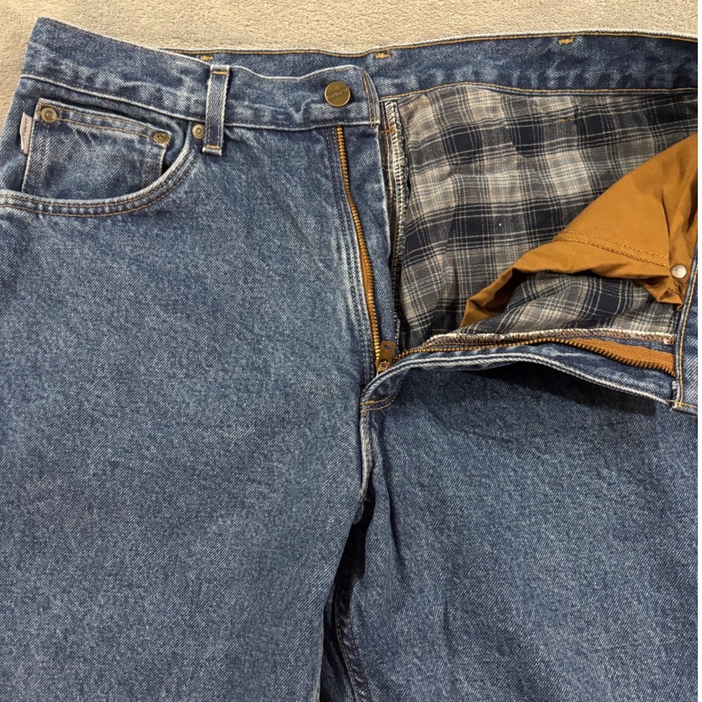 Carhartt B172 DST Relaxed Fit Flannel Lined Jeans Dark Stone 35x32